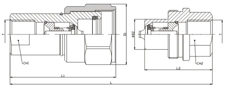 Coupling fitting sectional drawing